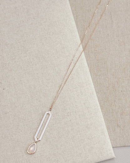 Gracie Rose Designs - Minimalist Rose Gold & Silver & Opal Glass Pendant Necklace
