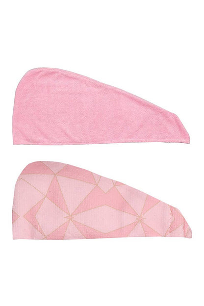 CALA 2pc Shower Hair Turban Set Geometric/Pink