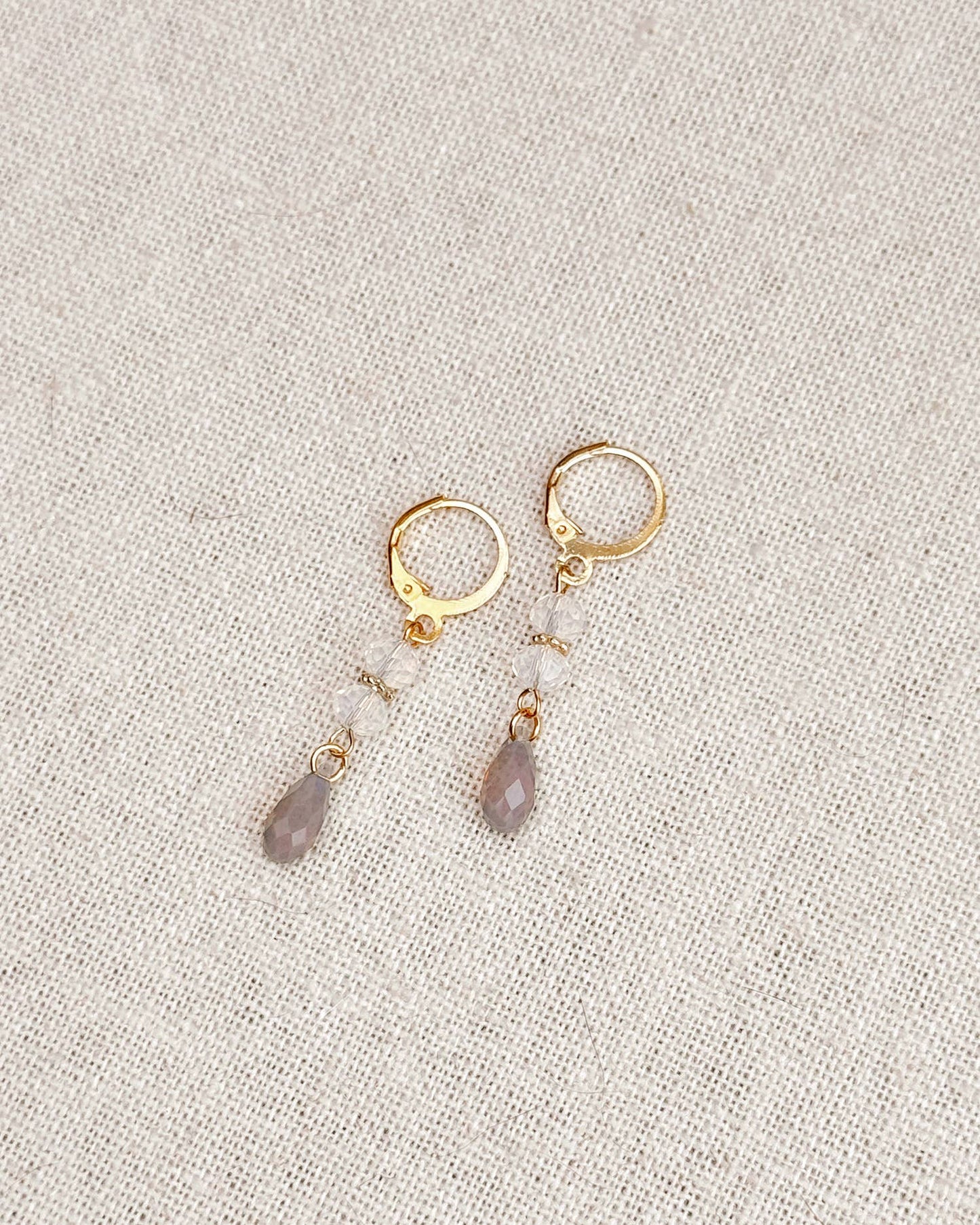 Gracie Rose Designs - Swarovski Minimalist Bride Opal & Grey Crystal Earrings