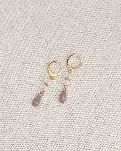 Gracie Rose Designs - Swarovski Minimalist Bride Opal & Grey Crystal Earrings