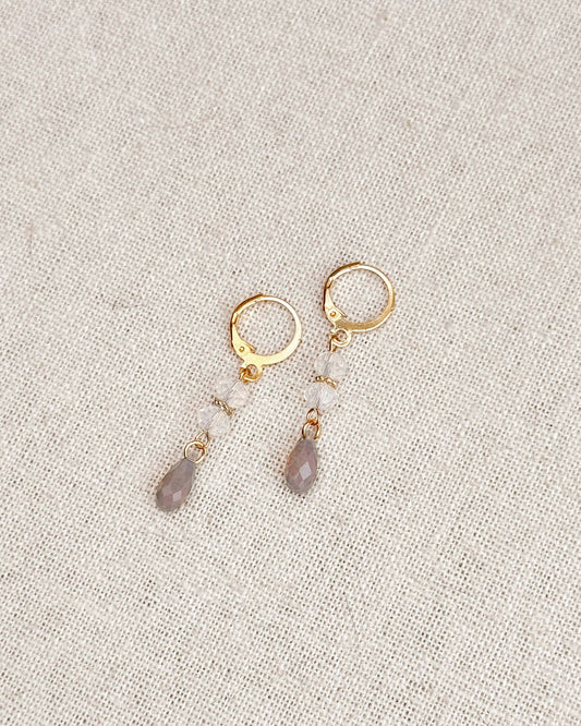 Gracie Rose Designs - Swarovski Minimalist Bride Opal & Grey Crystal Earrings