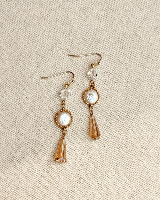 Gracie Rose Designs - Freshwater Pearl & Crystal Tassel Drop Earrings