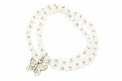 Suzie Blue Canada - Double Strand Crystal Bracelet With Butterfly Charm