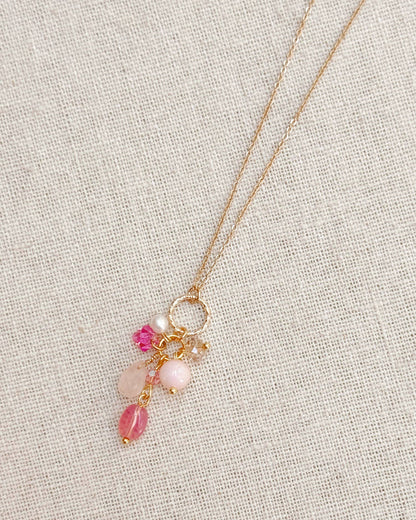 Gracie Rose Designs - Pink Gemstone Cluster Necklace