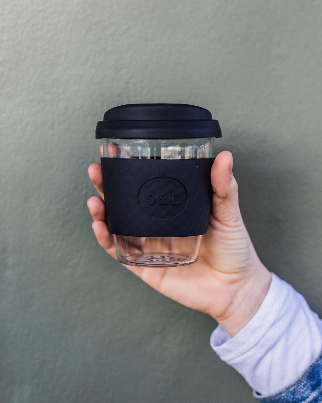 One Less - 8OZ Basalt Black Glass Travel Tumbler from SOL Cups