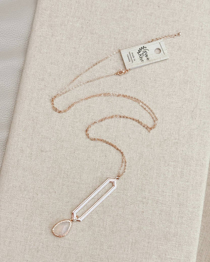 Gracie Rose Designs - Minimalist Rose Gold & Silver & Opal Glass Pendant Necklace