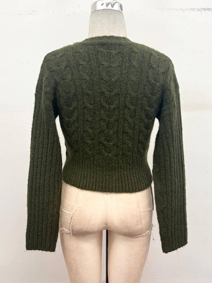 TIMING - Fall Cable Knit Deep V-Neck Sweater