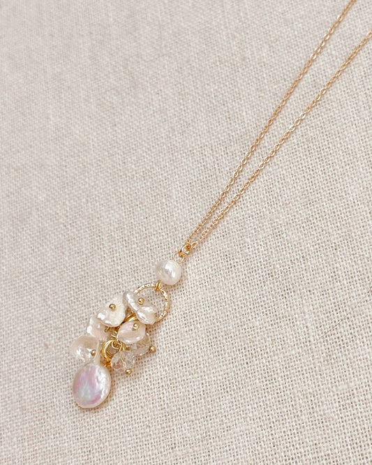 Gracie Rose Designs - Freshwater Pearl Cluster Necklace – Gold Chain
