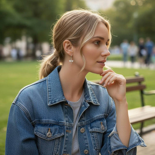 Suzie Blue Canada - Silver Plate Dragonfly Charm Earrings