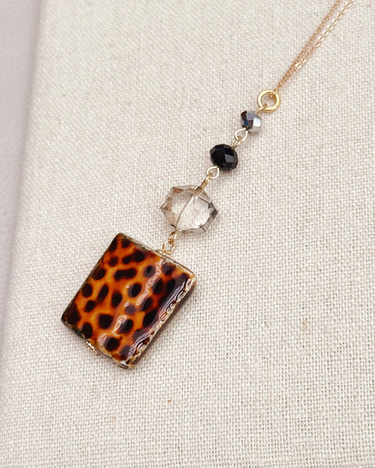Gracie Rose Designs - Tortoiseshell and Crystal Drop Necklace