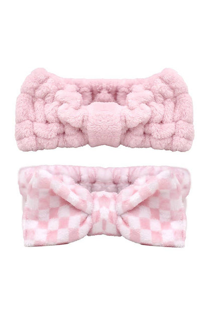 CALA Plush Headband Pink and White Checkered