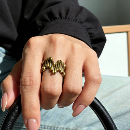 Aurea Jewelry- Matte Antique Gold Open Ring