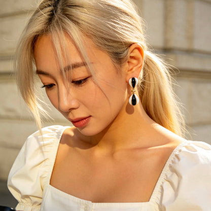 Aurea Jewelry - Black White Drop Earrings