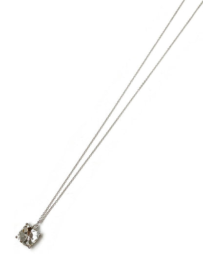 Gracie Rose Designs - Rhodium Cushion Cut Clear Crystal Charm Necklace