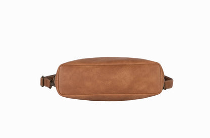 Mona B. - Vintage Script Up-Cycled Canvas Women's Shoulder Bag