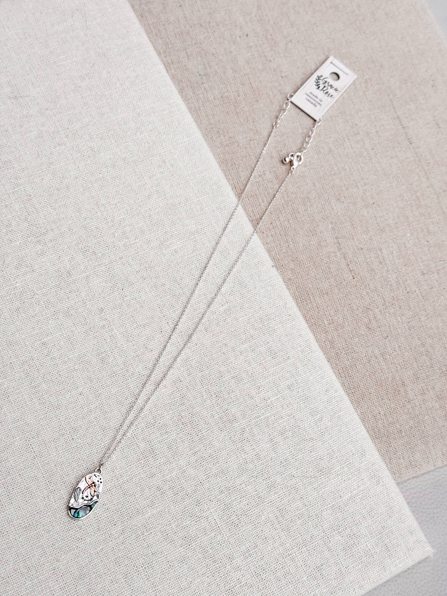 Gracie Rose Designs - Dragonfly Abalone Charm Talisman Medallion Necklace