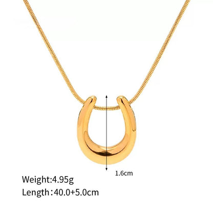 Aurea Jewelry - Stainless Steel Lucky Horseshoe Gold Pendant Necklace