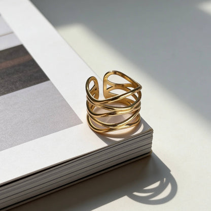 Aurea Jewelry - Abstract Wave Open Gold Ring