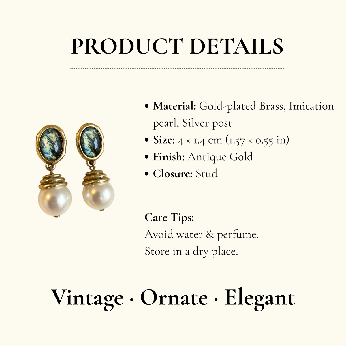 Aurea Jewelry - Vintage Pearl Drop Earrings