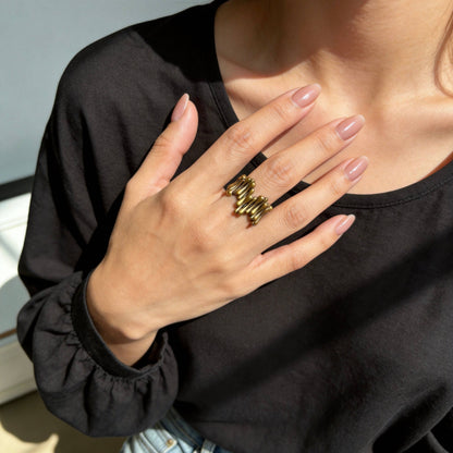 Aurea Jewelry- Matte Antique Gold Open Ring