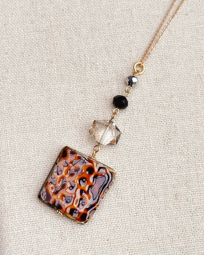 Gracie Rose Designs - Tortoiseshell and Crystal Drop Necklace