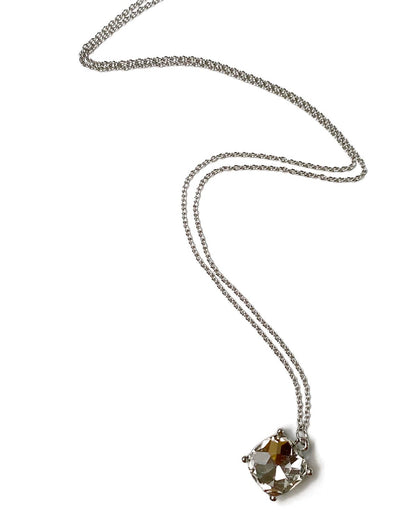 Gracie Rose Designs - Rhodium Cushion Cut Clear Crystal Charm Necklace