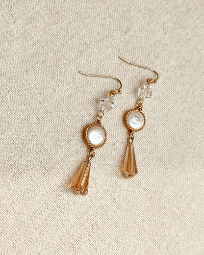 Gracie Rose Designs - Freshwater Pearl & Crystal Tassel Drop Earrings