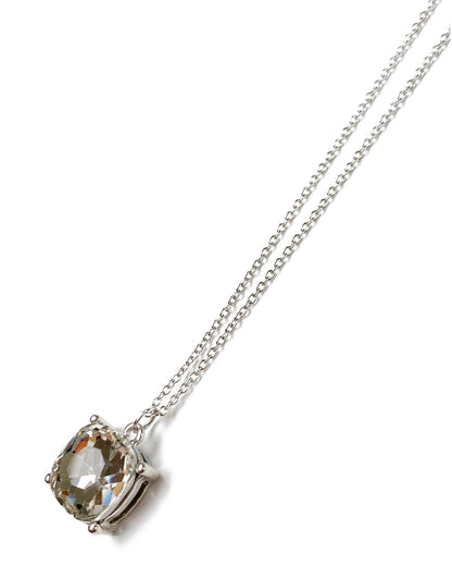 Gracie Rose Designs - Rhodium Cushion Cut Clear Crystal Charm Necklace