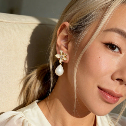 Aurea Jewelry - Floral Pearl Drops