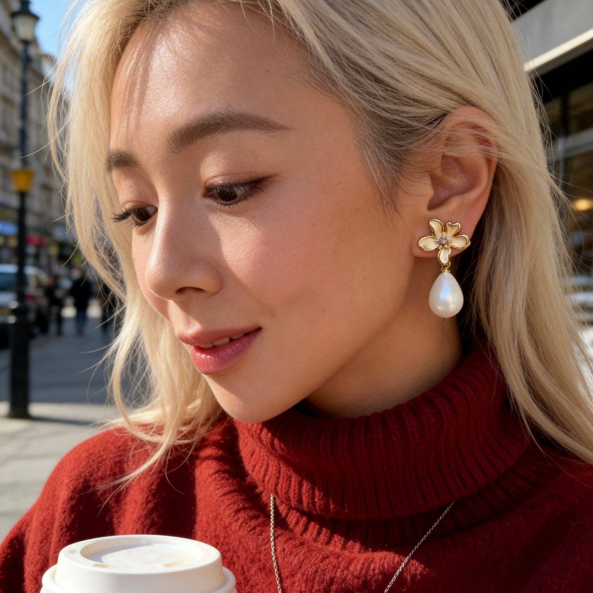 Aurea Jewelry - Floral Pearl Drops