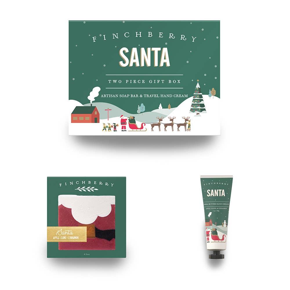 FinchBerry - Santa - 2 Pc Christmas Gift Box - Holiday Stocking Stuffers