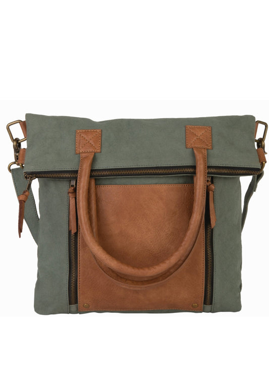 Mona B. - Fold-Over Aegean Up-Cycled Convertible Women's Tote Bag