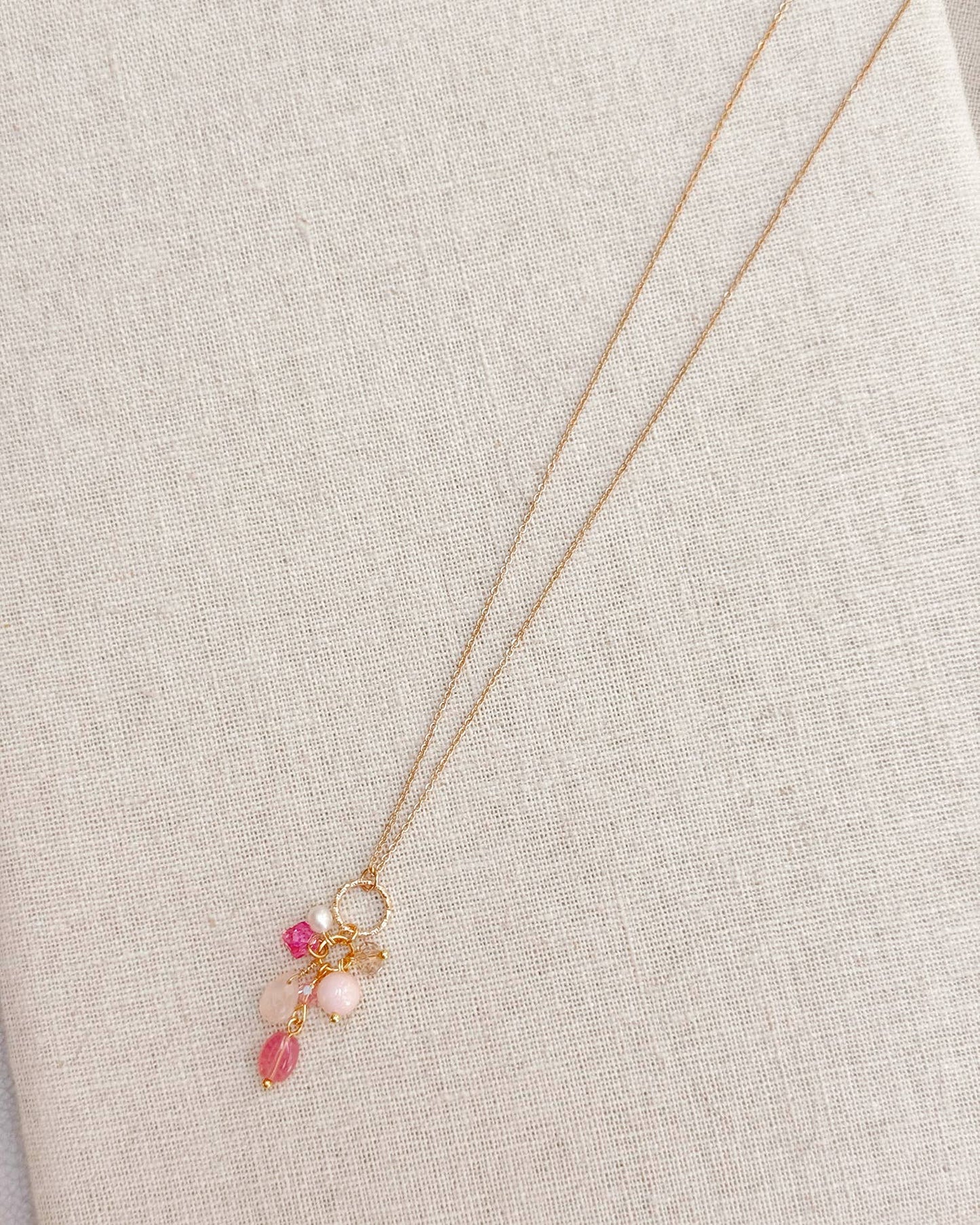 Gracie Rose Designs - Pink Gemstone Cluster Necklace