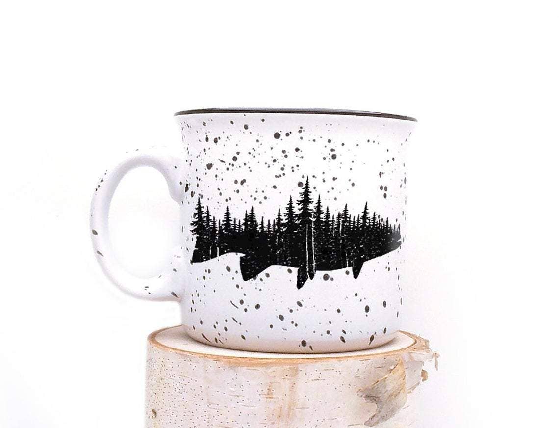 Black Lantern - Fish & Forest Campfire Ceramic Mug