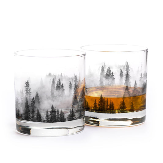 Black Lantern - Forest and Clouds Whiskey Glasses