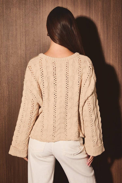 LE LIS - CABLE KNIT SWEATER TOP