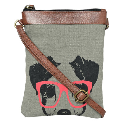 Mona B. - Dog Up-Cycled Original Leather Canvas Crossbody Bag