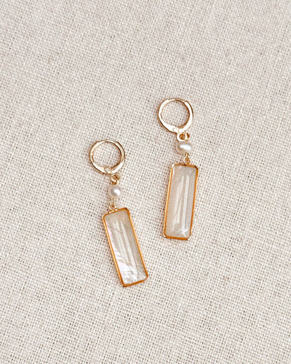 Gracie Rose Designs - Gold Freshwater Pearl Shell Mother of Pearl Drop Earrings