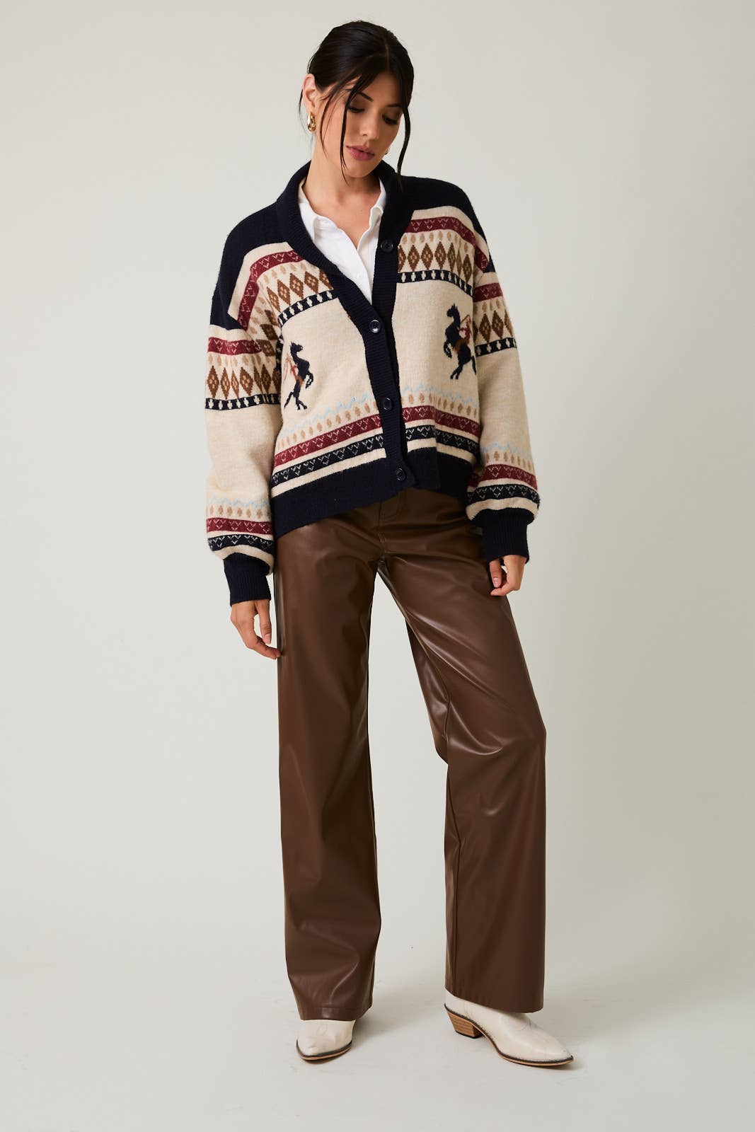 Sunday Edition Horse Motif Oversized Cardigan