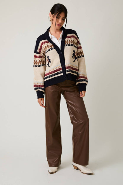 Sunday Edition Horse Motif Oversized Cardigan