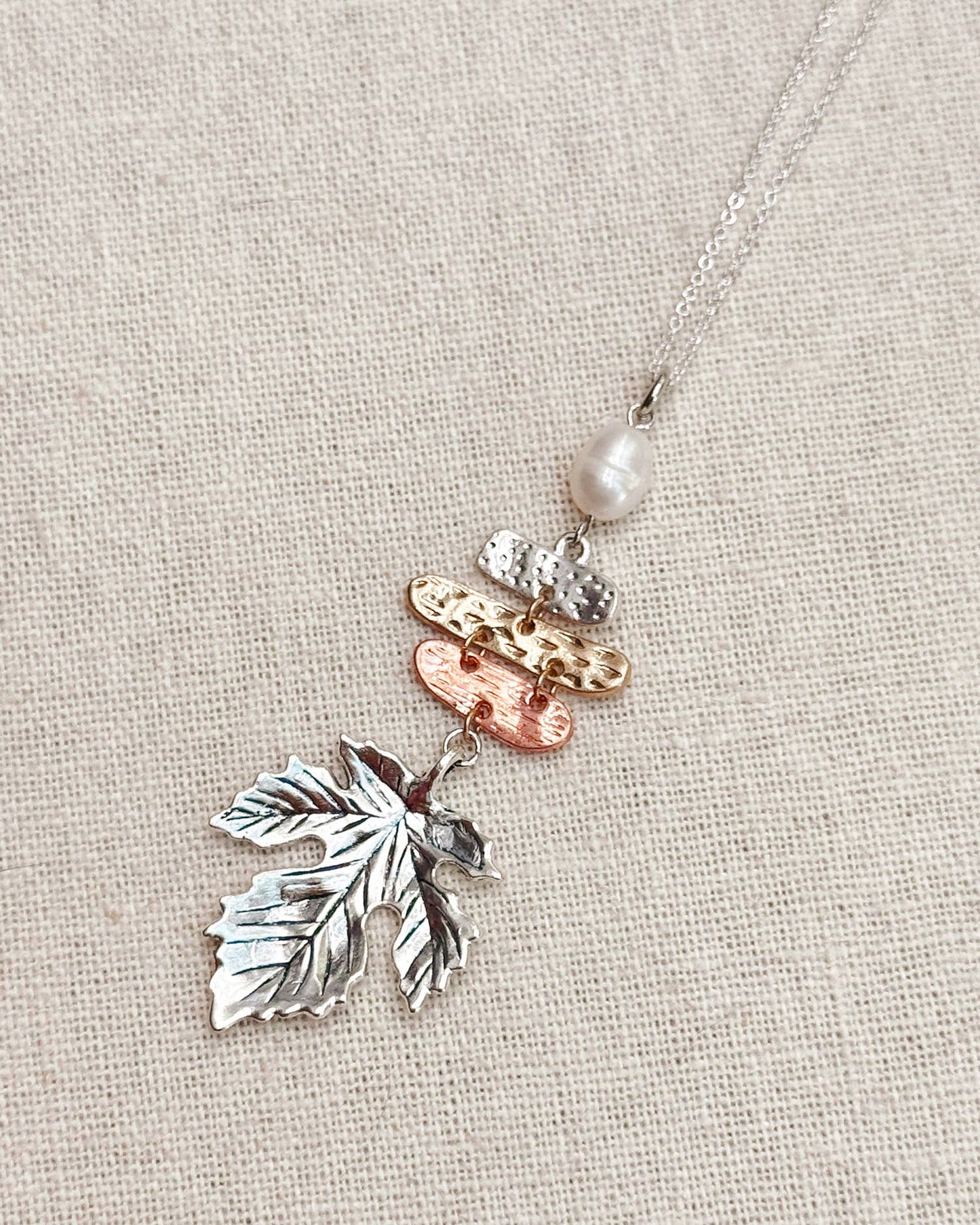Gracie Rose Designs - Maple Leaf Pearl Pendant Necklace