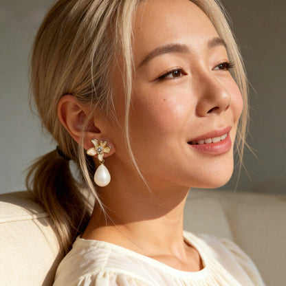 Aurea Jewelry - Floral Pearl Drops