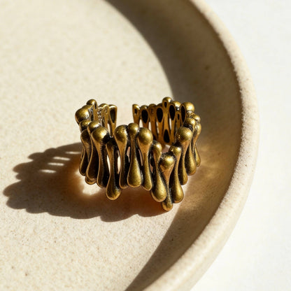 Aurea Jewelry- Matte Antique Gold Open Ring