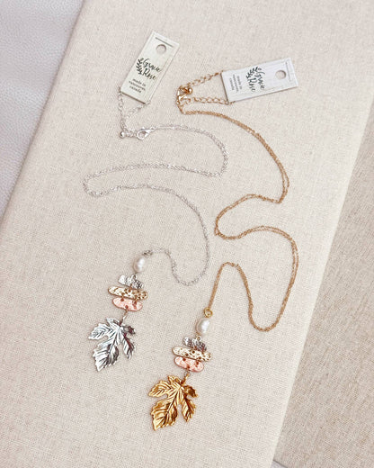 Gracie Rose Designs - Maple Leaf Pearl Pendant Necklace