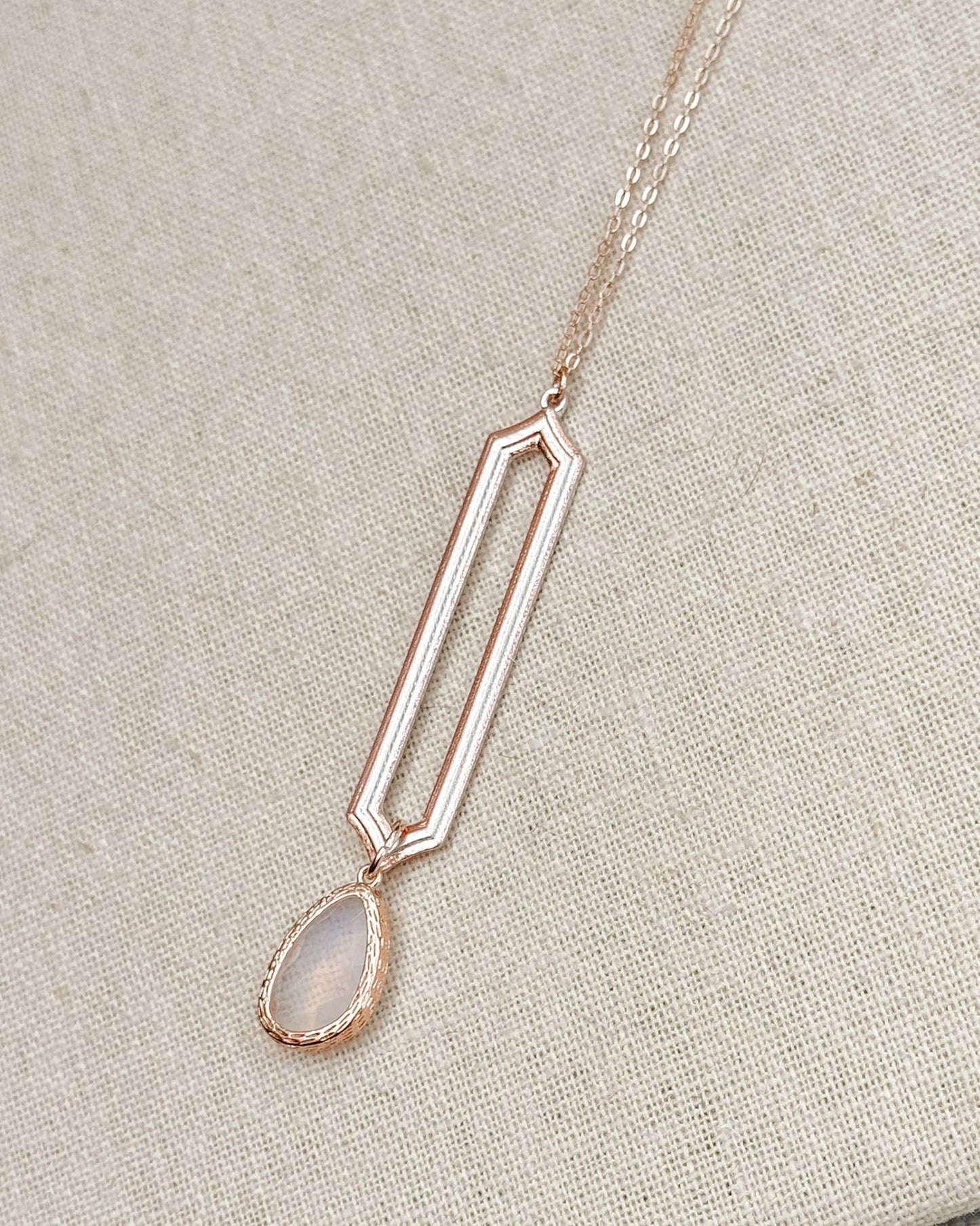 Gracie Rose Designs - Minimalist Rose Gold & Silver & Opal Glass Pendant Necklace