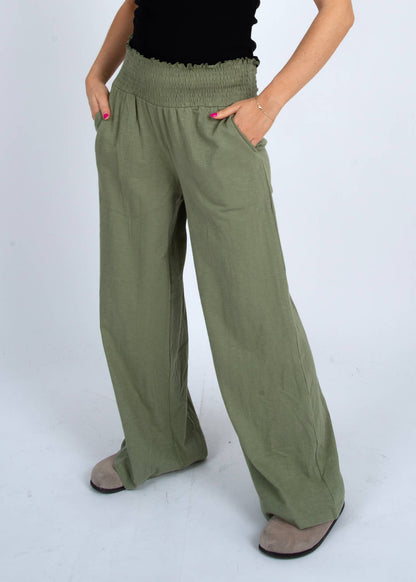 RD Style - TEDDY RUCHED WAISTBAND PANTS