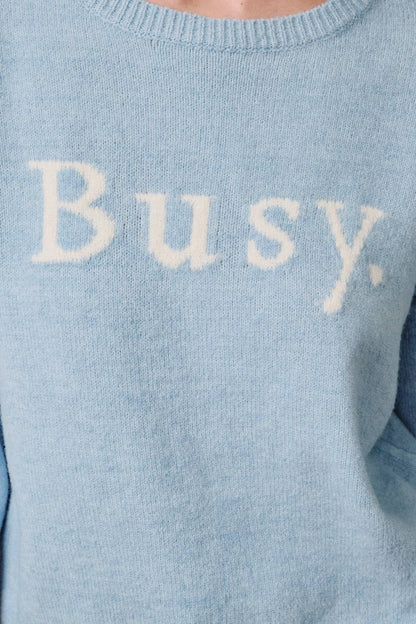 Sunday Edition by LE LIS - ROUND NECK LONG SLEEVE "BUSY" VERBIAGE LT WEIGHT SWEATER