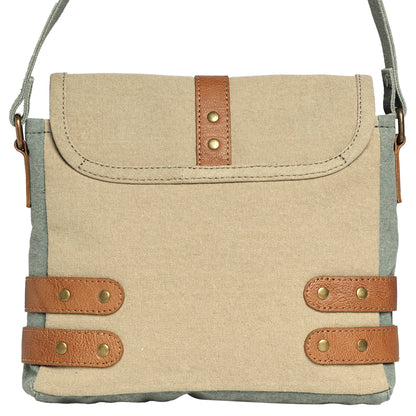 Mona B. - Buckled Up Agean Canvas Crossbody Bag, Original Leather