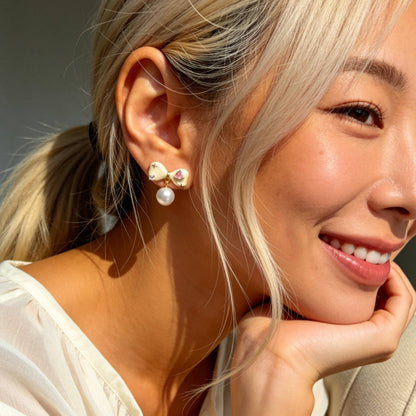 Aurea Jewelry - Bow Pearl Drop Earrings