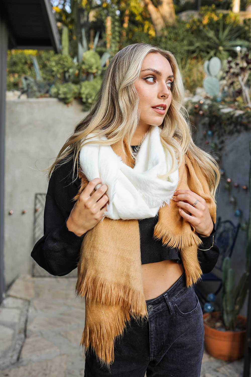 Silky Ombre Camel Acrylic Scarf